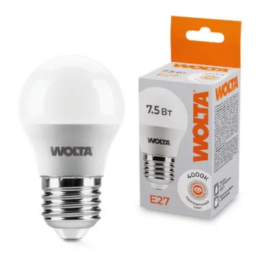 Купить Светодиодная лампа 25S45GL7,5E27 7,5Вт 4000K E27, Wolta в интернет-магазине Akvilon.kz