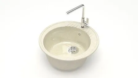 Купить Мойка кварцевая глянцевая Лексия без сифона, BERGG lab Бежевый в интернет-магазине Akvilon.kz