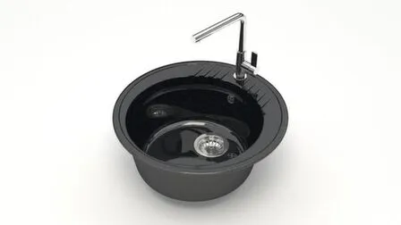 Купить Мойка кварцевая глянцевая Лексия без сифона, BERGG lab Черный в интернет-магазине Akvilon.kz