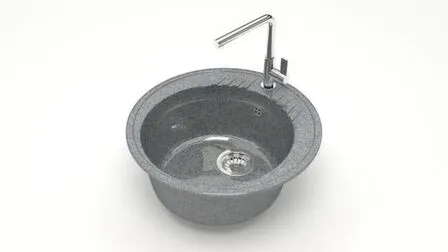 Купить Мойка кварцевая глянцевая Лексия без сифона, BERGG lab Темно-серый в интернет-магазине Akvilon.kz