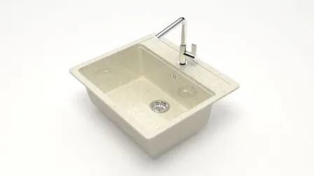 Купить Мойка кварцевая глянцевая Джекки без сифона, BERGG lab Бежевый в интернет-магазине Akvilon.kz