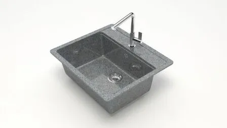 Купить Мойка кварцевая глянцевая Джекки без сифона, BERGG lab Темно-серый в интернет-магазине Akvilon.kz
