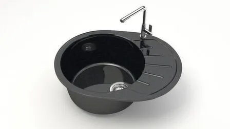 Купить Мойка кварцевая глянцевая Тейлор без сифона и отверстия под смеситель, BERGG lab Черный в интернет-магазине Akvilon.kz