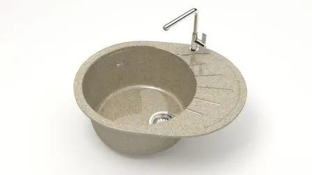 Купить Мойка кварцевая глянцевая Тейлор без сифона и отверстия под смеситель, BERGG lab Песочный в интернет-магазине Akvilon.kz