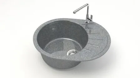 Купить Мойка кварцевая глянцевая Тейлор без сифона и отверстия под смеситель, BERGG lab Темно-серый в интернет-магазине Akvilon.kz