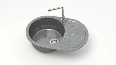 Купить Мойка кварцевая глянцевая Клоуд без сифона и отверстия под смеситель, BERGG lab Темно-серый в интернет-магазине Akvilon.kz