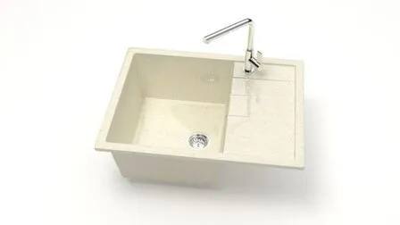 Купить Мойка кварцевая глянцевая Катрин без сифона и отверстия под смеситель, BERGG lab Бежевый в интернет-магазине Akvilon.kz