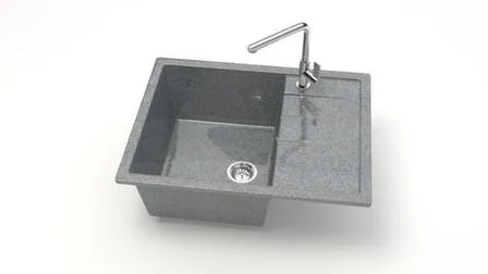 Купить Мойка кварцевая глянцевая Катрин без сифона и отверстия под смеситель, BERGG lab Темно-серый в интернет-магазине Akvilon.kz