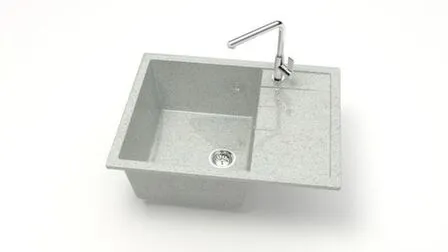 Купить Мойка кварцевая глянцевая Катрин без сифона и отверстия под смеситель, BERGG lab Светло-серый в интернет-магазине Akvilon.kz