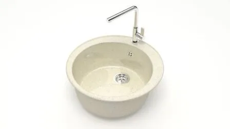 Купить Мойка кварцевая глянцевая Браун без сифона, BERGG lab Бежевый в интернет-магазине Akvilon.kz