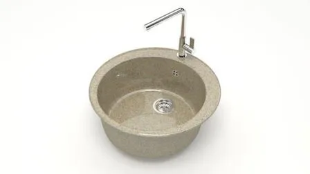 Купить Мойка кварцевая глянцевая Браун без сифона, BERGG lab Песочный в интернет-магазине Akvilon.kz