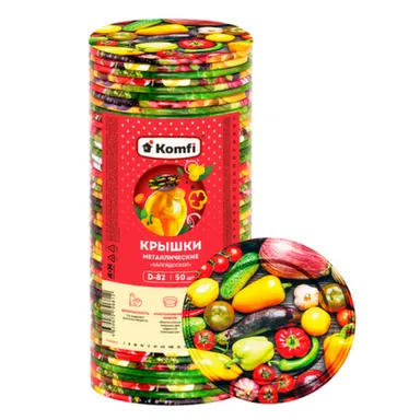 Купить Крышки закаточные, d=82 мм, 50 шт/уп., mix дизайнов «Калейдоскоп», Komfi в интернет-магазине Akvilon.kz