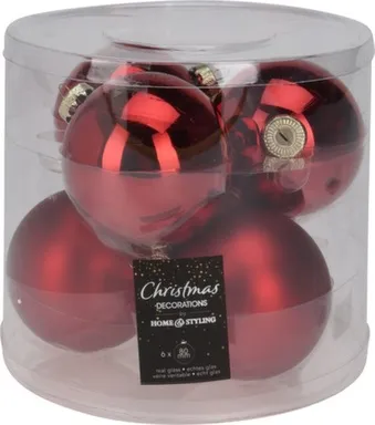 Купить Ёлочное украшение Шар, красный, диаметр 8 см, набор 6 шт, в ассортименте, Koopman в интернет-магазине Akvilon.kz