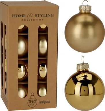 Купить Ёлочное украшение Шар, золото, диаметр 6 см, набор 16 шт, в ассортименте, Koopman в интернет-магазине Akvilon.kz