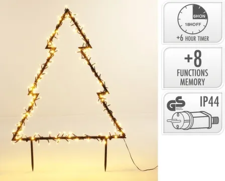 Купить Светильник Ель, 225 led-лампы, 72x100 см, 220-240 В, адаптер IP44, с контроллером и таймером, Koopman в интернет-магазине Akvilon.kz