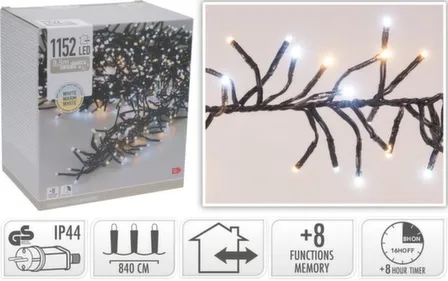 Купить Гирлянда электрическая 1152 led-лампы, длина 840 см, 220-240 В, адаптер IP44 с контроллером и таймером, Koopman в интернет-магазине Akvilon.kz
