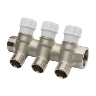 Купить Коллектор с регулировочными вентилями 3/4" х 3 вых. 1/2" НР Aqualink в интернет-магазине Akvilon.kz