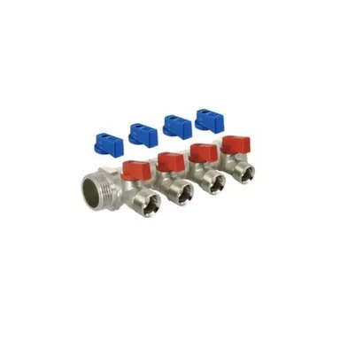 Купить Коллектор с отсечными кранами 3/4" х 4 вых. 1/2" НР Aqualink в интернет-магазине Akvilon.kz