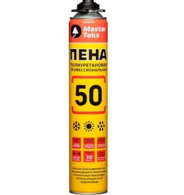 Купить Пена монтажная профессиональная 50 всесезонная, 715 мл, Masterteks в интернет-магазине Akvilon.kz