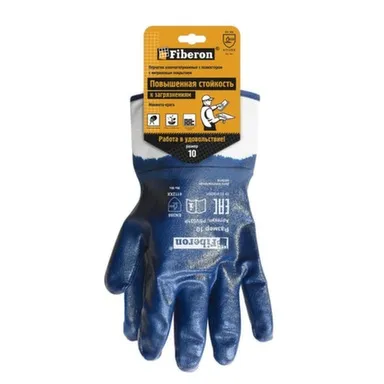 Купить Перчатки "Стойкость к загрязнениям, манжета", хлопок+полиэс, нитрил покрытие, 10(XL), Fiberon в интернет-магазине Akvilon.kz