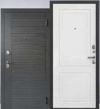 Купить Дверь металлическая 7,8 см ПРОсемь Линии Графит/Белый, ПРОРАБ Левое в интернет-магазине Akvilon.kz
