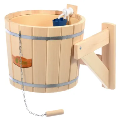 Купить Обливное ведро из липы, Русский душ c пластиковой вставкой и клапаном, 16 л в интернет-магазине Akvilon.kz