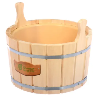 Купить Ушат-шайка из липы с пластиковой вставкой, 12 л в интернет-магазине Akvilon.kz