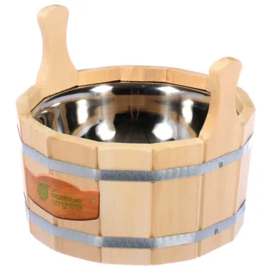 Купить Ушат-шайка с нержавеющей вставкой липа, 6,5 л в интернет-магазине Akvilon.kz