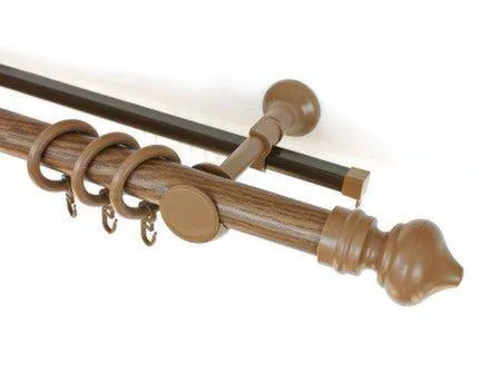 Купить Карниз Стандарт двухрядный пластик d28мм 200см дуб рустикал, Delfa в интернет-магазине Akvilon.kz