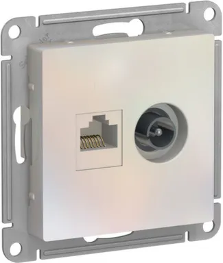 Купить Розетка двухместная компьютерная+ТВ,серия AtlasDesign жемчуг в интернет-магазине Akvilon.kz