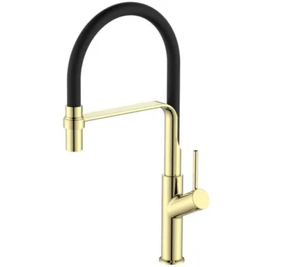 Купить Смеситель для кухни с высоким гибким изливом Черный Gold, Esko в интернет-магазине Akvilon.kz