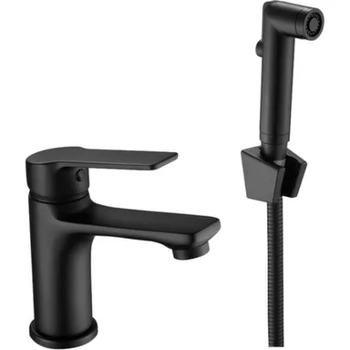 Купить Смеситель для умывальника Singapore black с гигиеническим душем, Esko в интернет-магазине Akvilon.kz