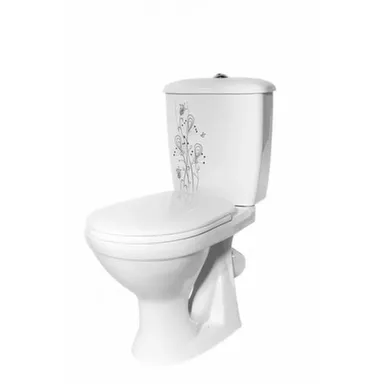 Купить Унитаз Суперкомпакт Эконом, Цветы, белый, Оскольская керамика в интернет-магазине Akvilon.kz