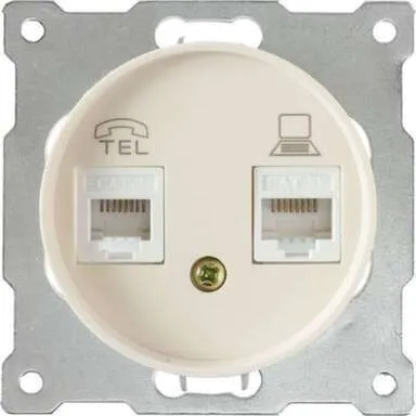 Купить Розетка 2-местная комп-телефон OneKeyElektro Бежевый в интернет-магазине Akvilon.kz