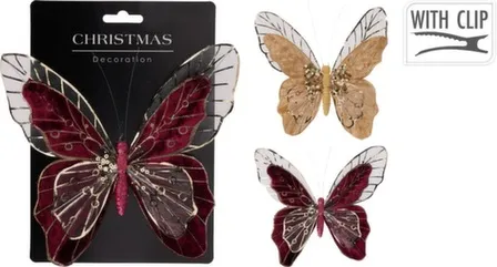 Купить Декорация Бабочка на клипсе, 18x17x2 см, в ассортименте, Koopman в интернет-магазине Akvilon.kz
