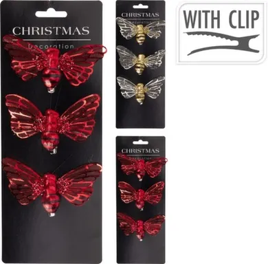 Купить Декорация Пчела на клипсе, 9,5x4x2 см, набор 3 шт, в ассортименте, Koopman в интернет-магазине Akvilon.kz