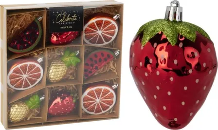 Купить Декорация подвесная Фрукты, набор 9 шт, дизайн и размер в ассортименте, Koopman в интернет-магазине Akvilon.kz