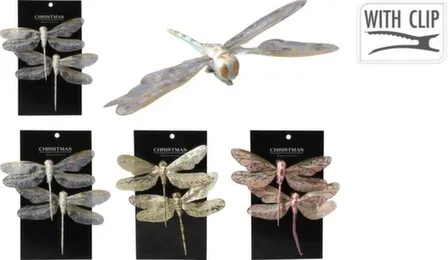 Купить Декорация Стрекоза на клипсе, 13,5x9x1 см, набор 2 шт, в ассортименте, Koopman в интернет-магазине Akvilon.kz