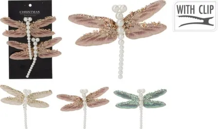 Купить Декорация Стрекоза на клипсе, 13x9x1,5 см, набор 2 шт, в ассортименте, Koopman в интернет-магазине Akvilon.kz