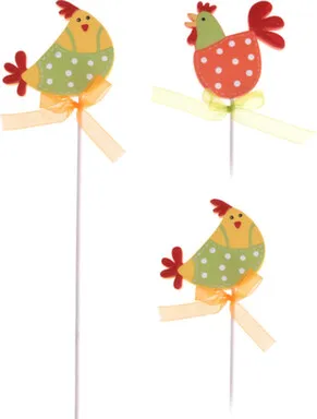 Купить Декорация Цыплёнок на палке, 29x0,5x6,5 см, набор 2 шт, в ассортименте, Koopman в интернет-магазине Akvilon.kz
