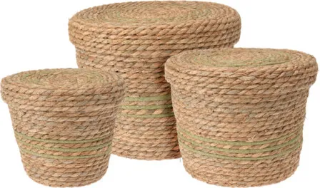 Купить Корзины плетёные с крышкой: 34x34x25,5 см/ 29,5x29,5x24,5 см/ 24,5x24,5x21 см, Koopman в интернет-магазине Akvilon.kz