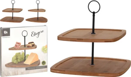 Купить Блюдо двухъярусное, из мангового дерева, разм. 25x25x23,5см, в асс, Koopman в интернет-магазине Akvilon.kz