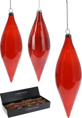 Купить Ёлочное украшение Капля, стекло, длина 21 см, в ассортименте, Koopman в интернет-магазине Akvilon.kz