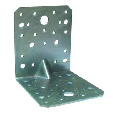 Купить Пластина перфорированная угловая усиленная 105x105x90x2 мм, белый цинк, 1 шт, Стройбат в интернет-магазине Akvilon.kz