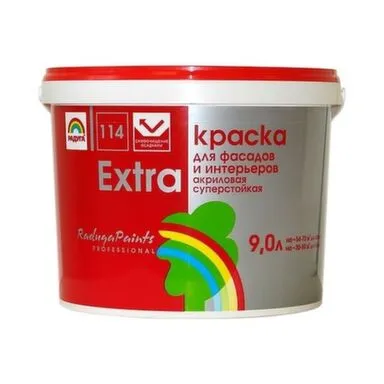 Купить Краска акриловая Радуга Extra-114 для фасадов и интерьеров суперстойкая база С 9 в интернет-магазине Akvilon.kz