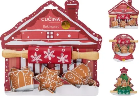 Купить Набор для выпекания: форма для нарезания теста 3 шт, скалка, длина 22,5 см, в ассортименте, Koopman в интернет-магазине Akvilon.kz