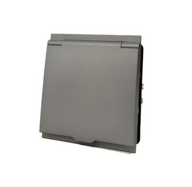 Розетка с крышкой Auroom серия Linea 1-местная (механизм) с/з, Серый soft touch, 250V-16A в интернет-магазине Akvilon.kz Розетка с крышкой Auroom серия Linea 1-местная (механизм) с/з, Серый soft touch, 250V-16A в интернет-магазине Akvilon.kz