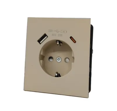 Розетка с разъемом USB+TYPE C Auroom серия Linea 1-местная (механизм), быстрая зарядка 20W с/з, Кашемир soft touch, 250V-10A в интернет-магазине Akvilon.kz Розетка с разъемом USB+TYPE C Auroom серия Linea 1-местная (механизм), быстрая зарядка 20W с/з, Кашемир soft touch, 250V-10A в интернет-магазине Akvilon.kz