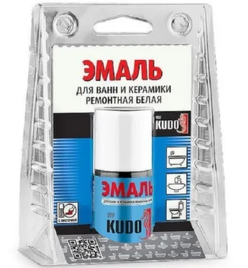 Купить Эмаль для ванн белая (с кисточкой) 15 мл, KUDO в интернет-магазине Akvilon.kz