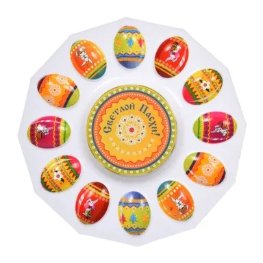 Купить Блюдо «Пасхальное» для кулича и 12 яиц, D 25 см, пластик, MARMITON в интернет-магазине Akvilon.kz